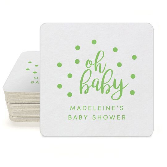Confetti Dots Oh Baby Square Coasters